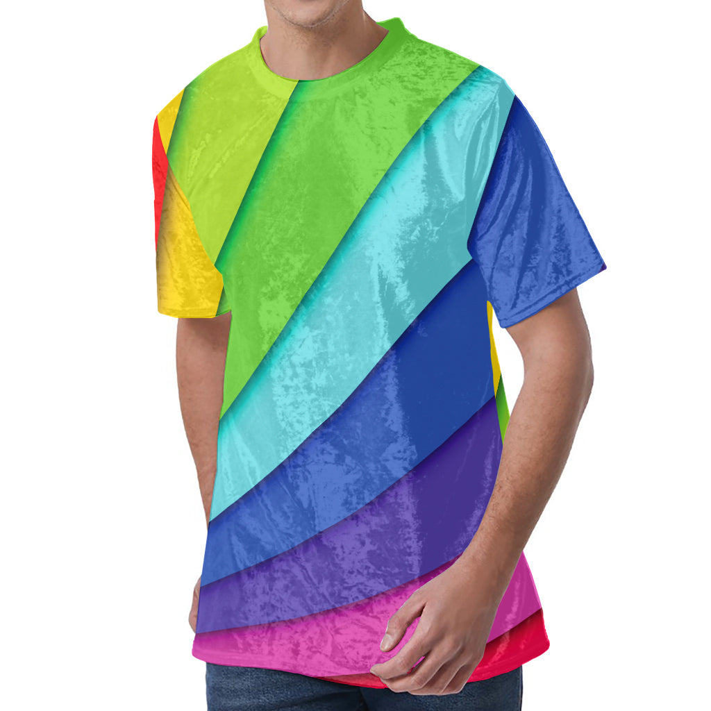 Rainbow Shades Print Men's Velvet T-Shirt