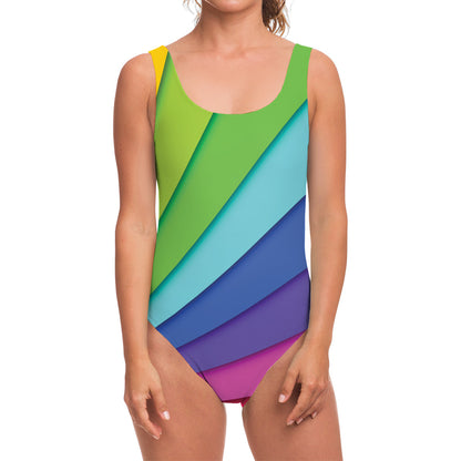 Rainbow Shades Print One Piece Swimsuit