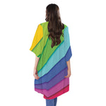 Rainbow Shades Print Open Front Beach Cover Up
