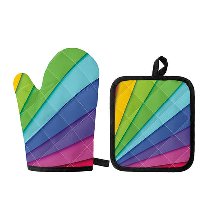 Rainbow Shades Print Oven Mitt And Pot Holder Set