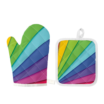 Rainbow Shades Print Oven Mitt And Pot Holder Set