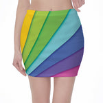 Rainbow Shades Print Pencil Mini Skirt