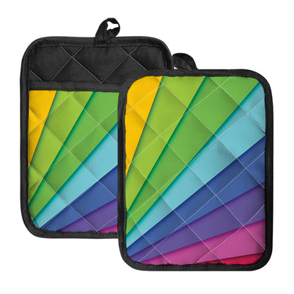 Rainbow Shades Print Pot Holders With Pocket