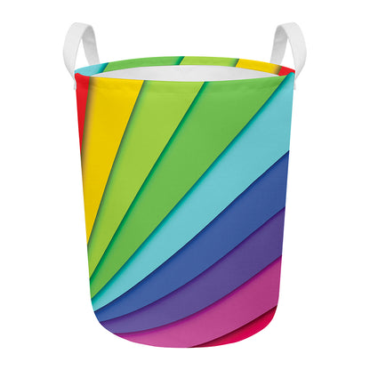 Rainbow Shades Print Round Laundry Basket