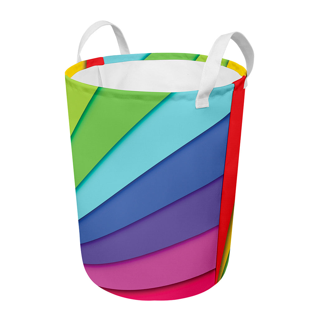 Rainbow Shades Print Round Laundry Basket