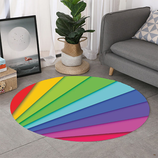 Rainbow Shades Print Round Rug