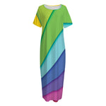 Rainbow Shades Print Short Sleeve Long Nightdress