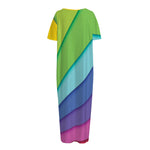 Rainbow Shades Print Short Sleeve Long Nightdress
