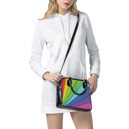 Rainbow Shades Print Shoulder Handbag