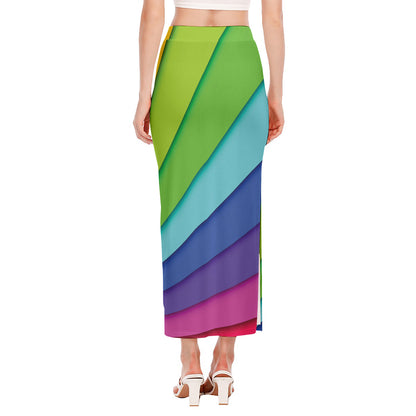 Rainbow Shades Print Side Slit Maxi Skirt