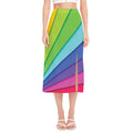 Rainbow Shades Print Side Slit Midi Skirt