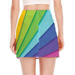 Rainbow Shades Print Side Slit Mini Skirt