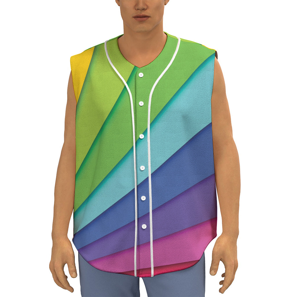Rainbow Shades Print Sleeveless Baseball Jersey