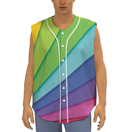 Rainbow Shades Print Sleeveless Baseball Jersey
