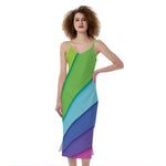 Rainbow Shades Print Slim Fit Midi Cami Dress