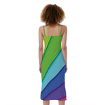 Rainbow Shades Print Slim Fit Midi Cami Dress