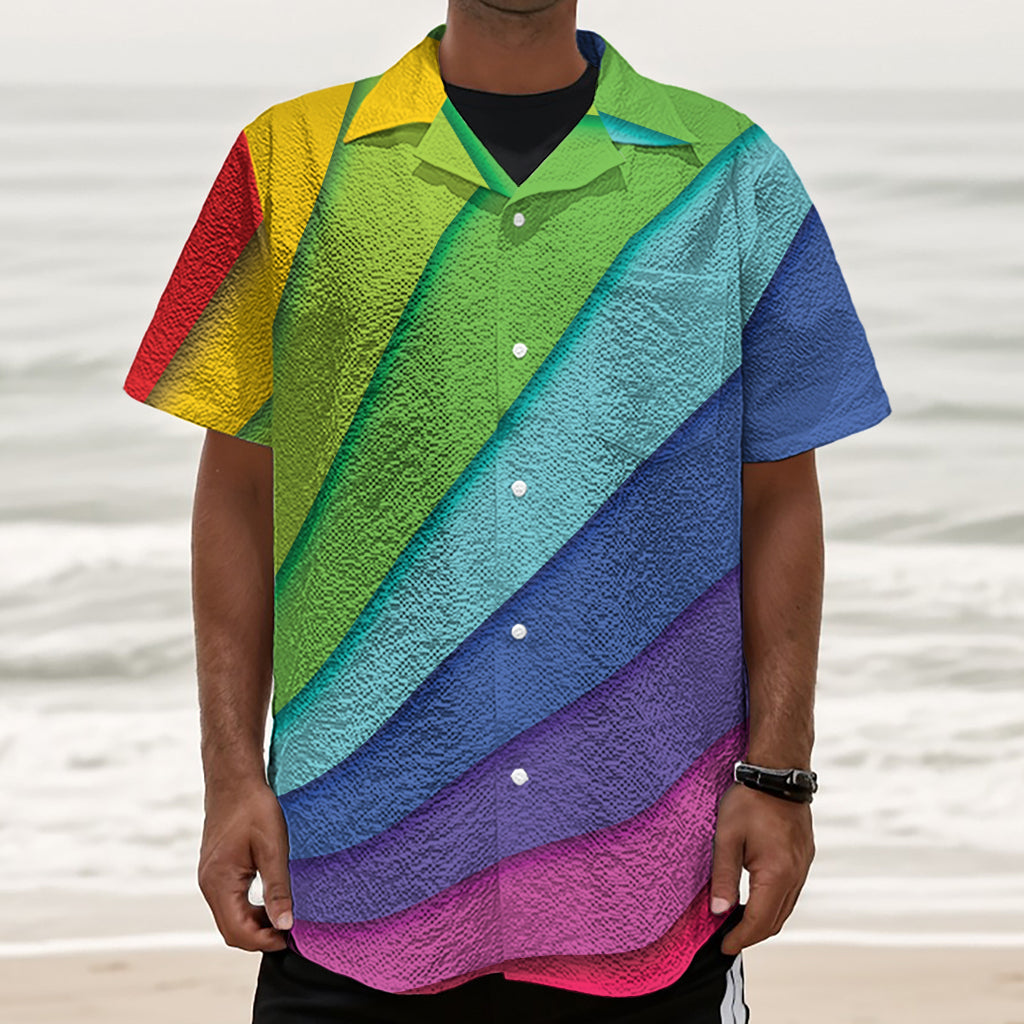 Rainbow Shades Print Textured Short Sleeve Shirt