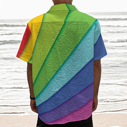 Rainbow Shades Print Textured Short Sleeve Shirt