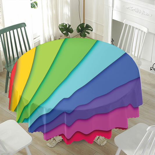 Rainbow Shades Print Waterproof Round Tablecloth