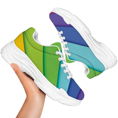 Rainbow Shades Print White Chunky Shoes