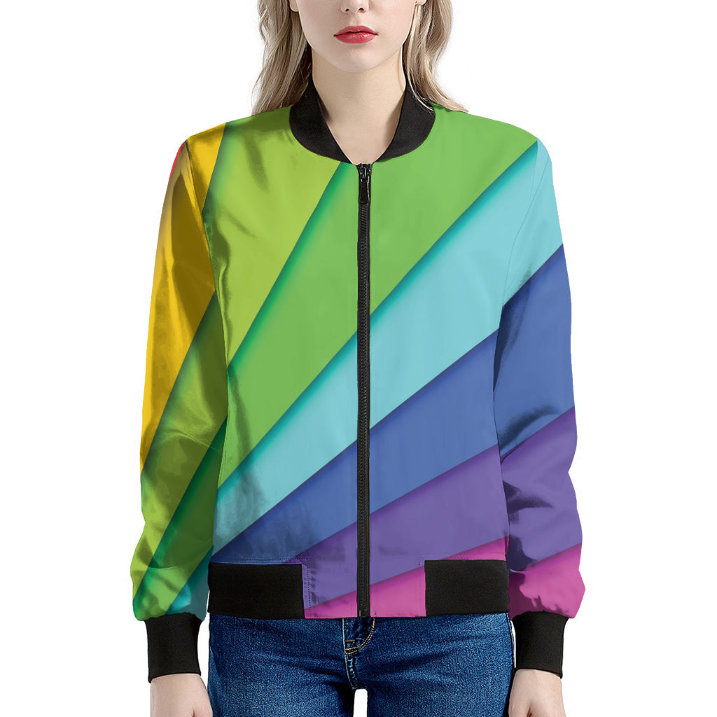 Rainbow Shades Print Women's Bomber Jacket