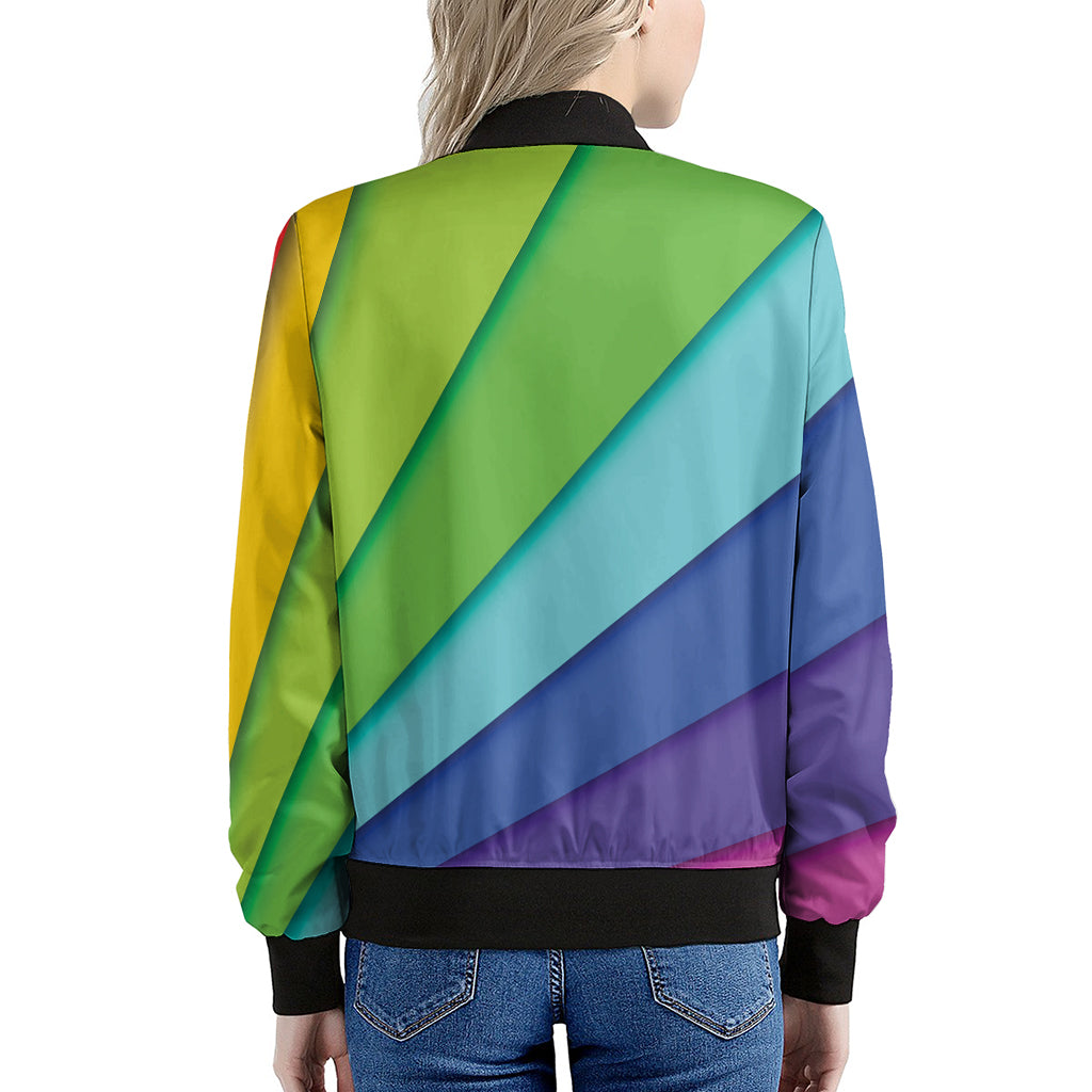 Rainbow Shades Print Women's Bomber Jacket