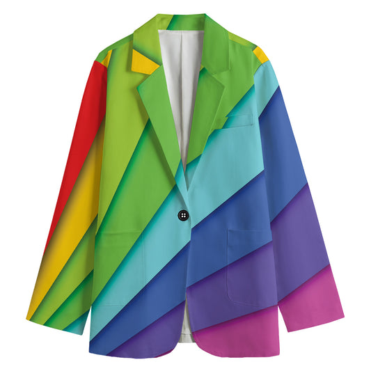 Rainbow Shades Print Women's Cotton Blazer