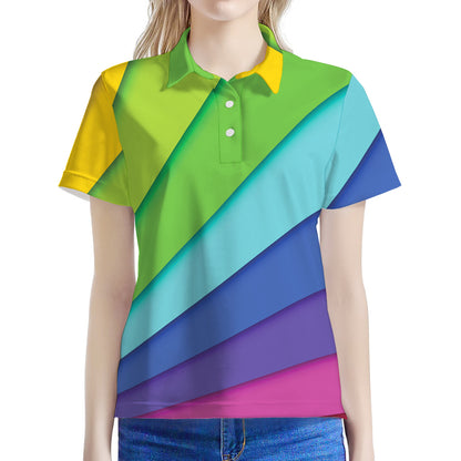 Rainbow Shades Print Women's Polo Shirt