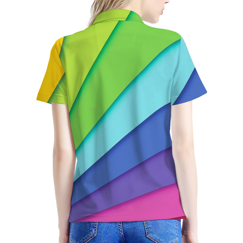 Rainbow Shades Print Women's Polo Shirt