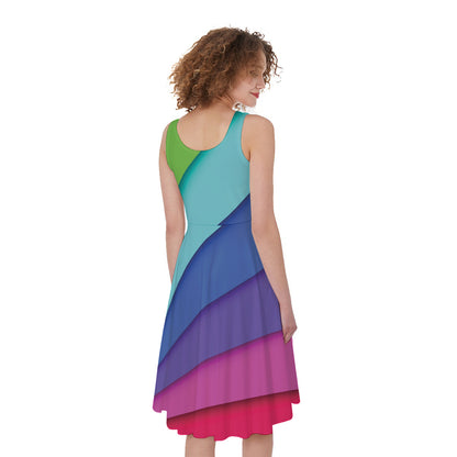 Rainbow Shades Print Women's Sleeveless Dress