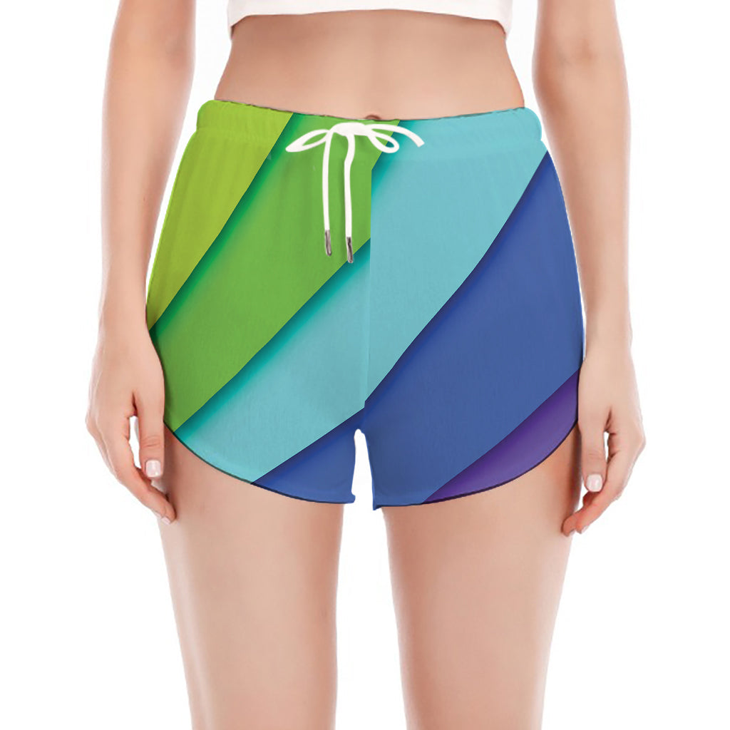 Rainbow Shades Print Women's Split Running Shorts