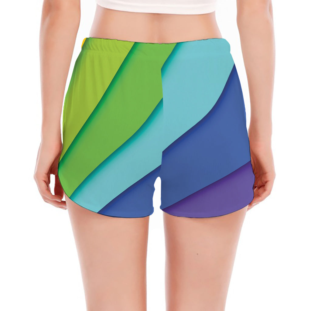 Rainbow Shades Print Women's Split Running Shorts