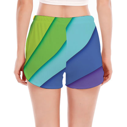 Rainbow Shades Print Women's Split Running Shorts