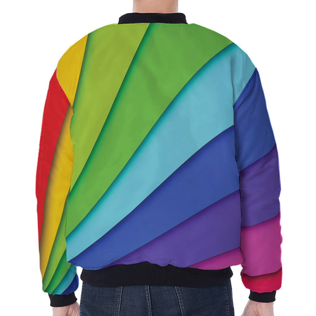 Rainbow Shades Print Zip Sleeve Bomber Jacket