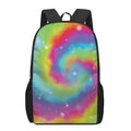 Rainbow Spiral Tie Dye Print 17 Inch Backpack