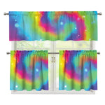 Rainbow Spiral Tie Dye Print 3 Piece Kitchen Curtains