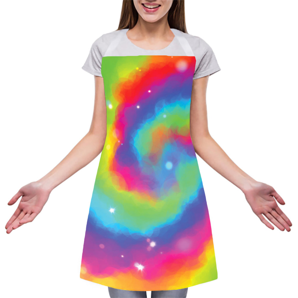 Rainbow Spiral Tie Dye Print Adjustable Apron