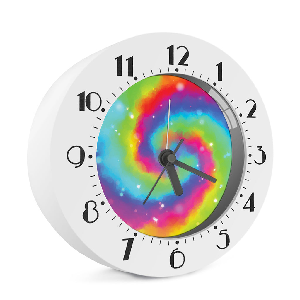 Rainbow Spiral Tie Dye Print Alarm Clock