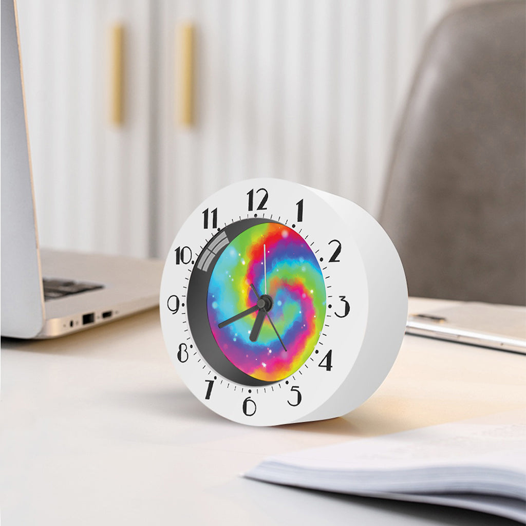 Rainbow Spiral Tie Dye Print Alarm Clock