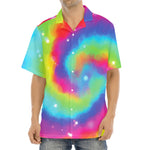 Rainbow Spiral Tie Dye Print Aloha Shirt