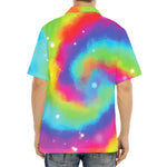 Rainbow Spiral Tie Dye Print Aloha Shirt