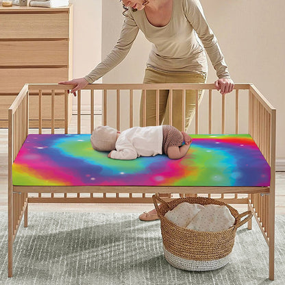 Rainbow Spiral Tie Dye Print Baby Crib Sheet
