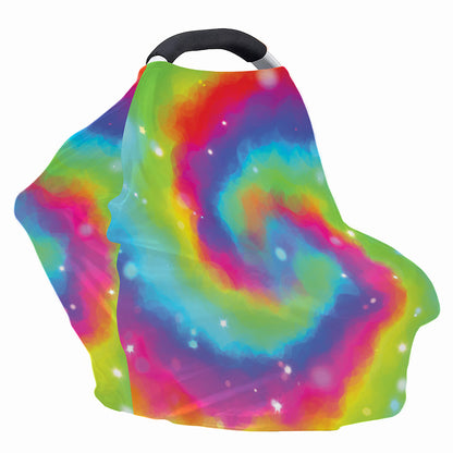 Rainbow Spiral Tie Dye Print Baby Seat Cover