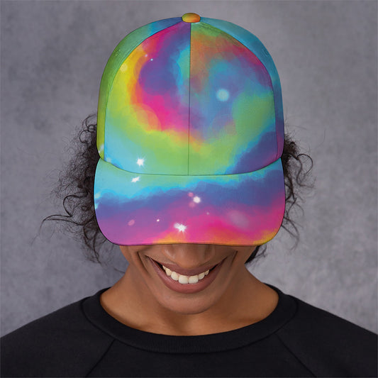 Rainbow Spiral Tie Dye Print Baseball Cap
