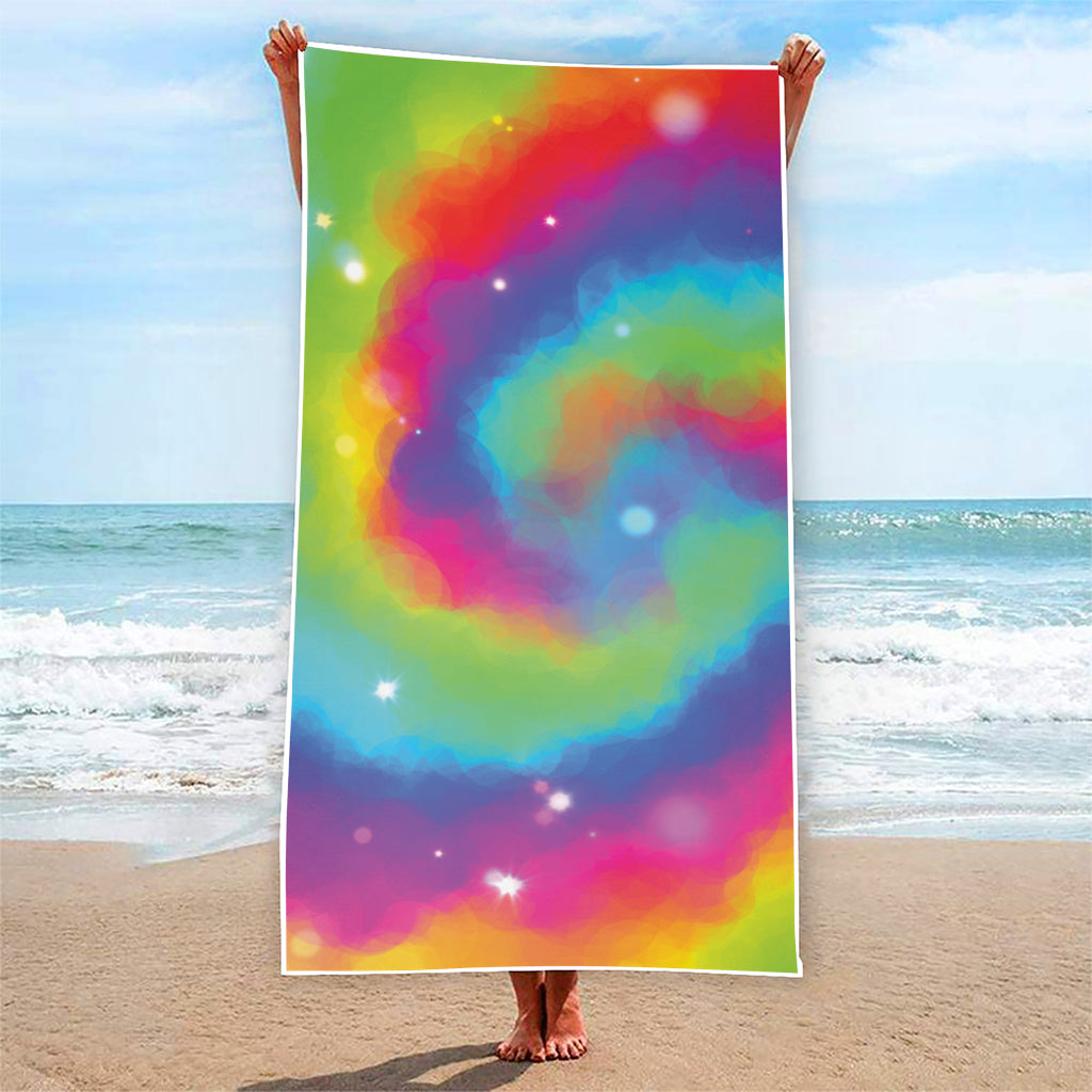 Rainbow Spiral Tie Dye Print Beach Towel