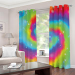 Rainbow Spiral Tie Dye Print Blackout Grommet Curtains