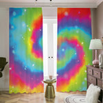 Rainbow Spiral Tie Dye Print Blackout Pencil Pleat Curtains