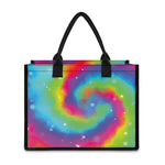 Rainbow Spiral Tie Dye Print Canvas Tote Bag