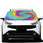 Rainbow Spiral Tie Dye Print Car Windshield Snow Cover