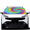 Rainbow Spiral Tie Dye Print Car Windshield Snow Cover